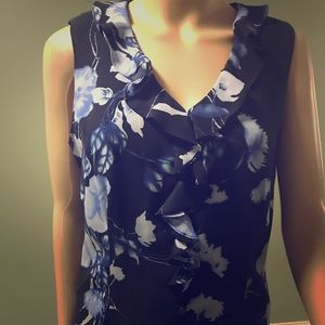 Black with Blue Nine Blouse Size 6